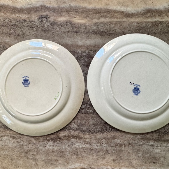 RARE Antique 6 Flow Blue & White Hancock & Sons Coronaware LAUREL Plates, ‘12-37 - Picture 5 of 7